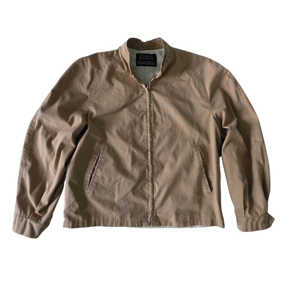 VTG Sears Oakbrook Sportswear Mens Harrington Jacket Tan Full Zip 60's Medium